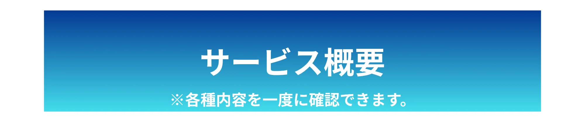 サービス概要 ※各種内容を一度に確認できます。